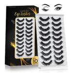 DEALFREE.24 Russian Strip Lashes Hand Made 10 Pairs of False Eyelashes with 2 Trendy Styles. Reusable DD Curl Fake Lashes with 3D Effect. Fluffy