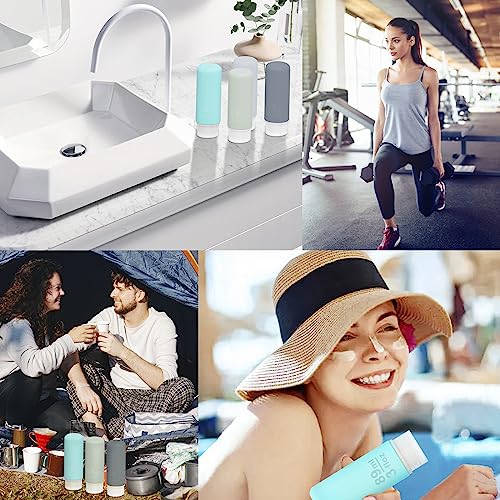 Mafrie Silicone Travel Bottles for Toiletries 89ml 3oz Travel Size Containers Set 4 Pack Portable Leak Proof Refillable Cosmetic Squeeze Bottles