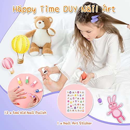 ETYJO Kids Nail Polish Set - 12 Rainbow Colors Quick Dry Peel-Off Girls Nail Varnish Sets Kids, Non-Toxic Water-Based Childrens Nail Polish with