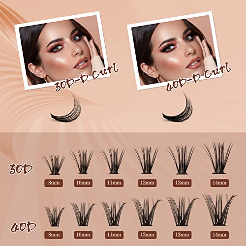 Individual Lashes 240 Cluster-Lashes QUEWEL DIY Lash-Extensions Kit, Clusters Eyelash Applicator, Cluster Lashes Bond and Seal Super Hold, Cluste