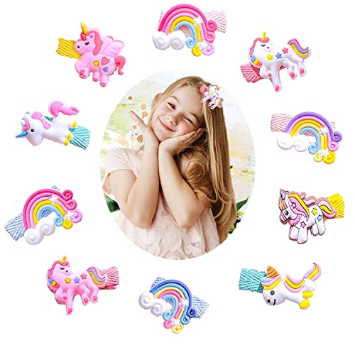 Girls Hair Clips, Hair Clips Kids Barrettes Girls' Hair Accessories for Little Girls Baby Kids, Cute Unicorn Rainbow Horses Toddler Small Hair Ba