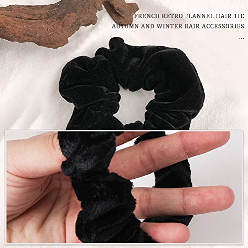 Lanjue 12pcs Fabric Scrunchies Hair Elastics Ties,Black Hair Scrunchies Elastic Hair Ties Women Accessories