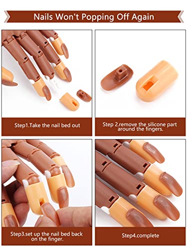 Deciniee Practice Hand for Acrylic Nails,300 Pcs Nail Tips Flexible Training Hand Professional Nail Art Hand Tools Adjustable False Finger Nails