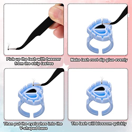 Fuyamp 100 Pcs Lash Glue Holder, Plastic Glue Rings Glue Holder Rings, Love Heart Shaped Lash Glue Rings False Eyelash Glue Ring Cup Lash Volume