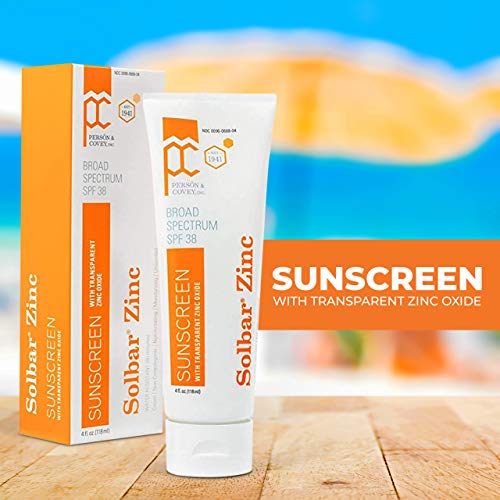 Solbar Sunscreen Zinc with Zinc Oxide Spf 38 Unscented Transparent Cream 4 oz