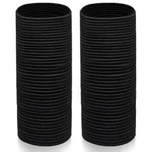 100 Black Hair Bobbles for Thick Hair Black Hair Bands - No Snag Black Bobbles 4mm Black Hair Ties Strong Hair Bobbles for Women Metal Free Black