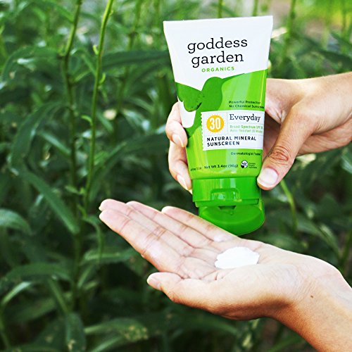 Goddess Garden Organics SPF 30 Everyday Natural Mineral Sunscreen Lotion for Sensitive Skin (3.4 oz. Tube) Reef Safe, Water Resistant, Vegan, Lea