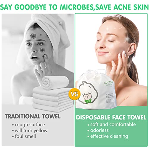 GothicBride Disposable Face Towel 100% Cotton Extra Thick & Soft Facial Cotton Tissue Lint Free Dry Wipes Non-Woven Fabric for Sensitive Skin