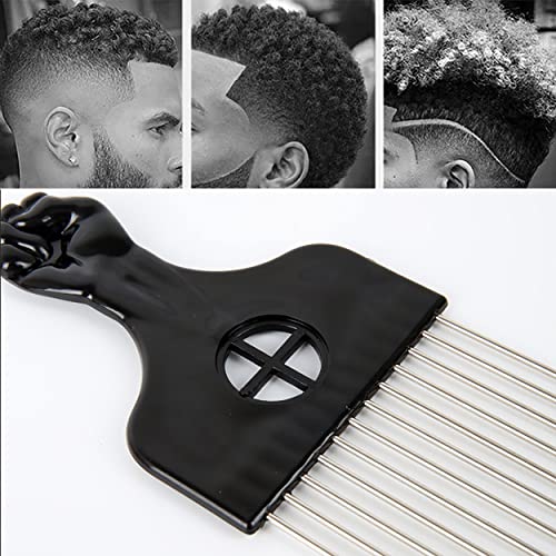 Metal Afro Comb Professional Smooth Hair Pick Comb Wide Tooth Hair Pick Comb Afro Pick for Curly Hair Hairdressing Styling Tool, Pack of 1