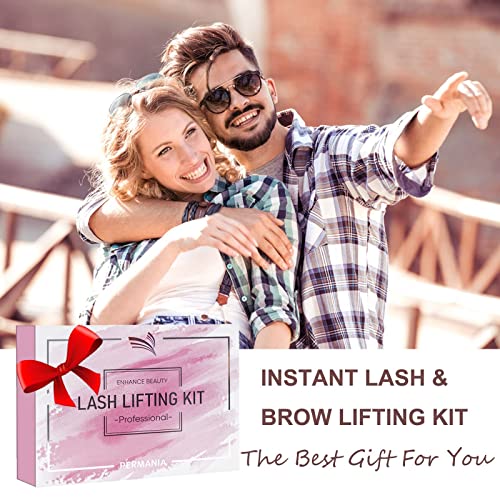 PERMANIA Lash Lift Kit and Brow Lamination Kit, Rose Flavor Lash Lift Glue Balm, 3 pairs of Eye Pads, 2023 Spring New Combination, Exquisite Pack