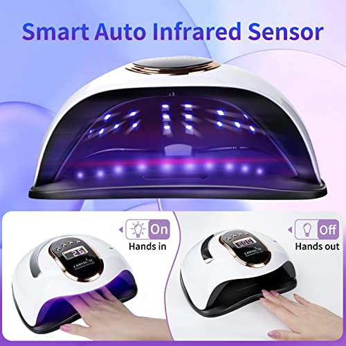 Canvalite UV Nail Lamp 168W Faster Gel Nail Lamp Professional Nail Dryer with Automatic Sensor /4 Timer Settings/LCD Display for Gel Nails Polish