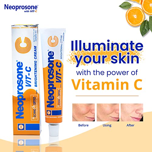 Neoprosone, Skin Lightening Cream | 1.7 fl oz / 50g | Fade Dark Spots on Face, Armpit, Elbows, Knees and Neck | with Vitamin C and Alpha Arbutin