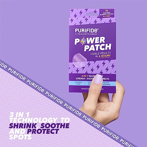Purifide by Acnecide 3-in-1 Power Patch, Salicylic Acid Pimple Patches for Blemish-prone Skin, 36 Spot Patches for Emerging Spots