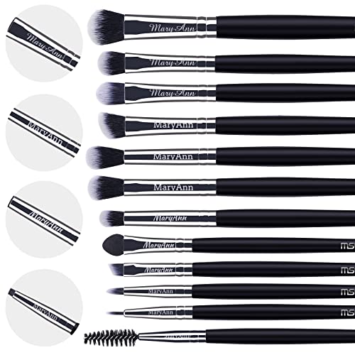 MSQ 12pcs Pro Smoky Eye Makeup Brushes Set, Synthetic Eyeshadow Brushes Eye Makeup Brush Set Concealer Eyebrow Eyeliner Eyeshadow Blending Cosmet
