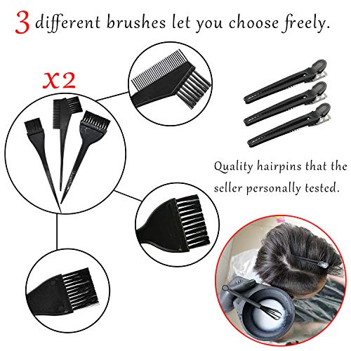 Mauts Hair Dye Coloring Set, Hair Tinting Comb and Mixing Brush Bowl,Ear Cover Mixing Spoon Hair Clips Gloves and Disposable shawl,DIY Salon.