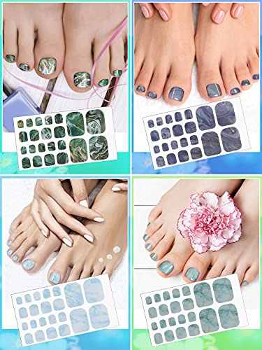 Kalolary Toenail Wrap Art Polish Stickers, 12 Sheets Marble Toe Nail Polish Stickers Self-Adhesive Full Nail Wraps Designs with 1 Piece Nail File