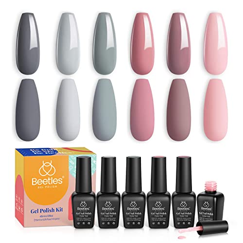 Beetles Bloody Mary Red Gel Nail Polish Set - 6 Pcs Shimmer Red Burgundy Red Gel Polish Red Glitter Nail Polish Soak Off UV Nail Lamp Gel Nail Ki