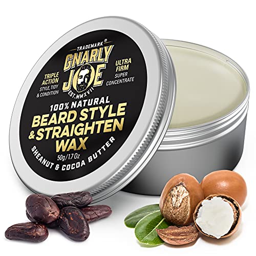 Gnarly Joe Beard Styling & Straightening Wax for Men - 50g - 100% Natural Unscented Ingredients - Sheanut Butter - Cocoa Butter - Sweet Almond Oi