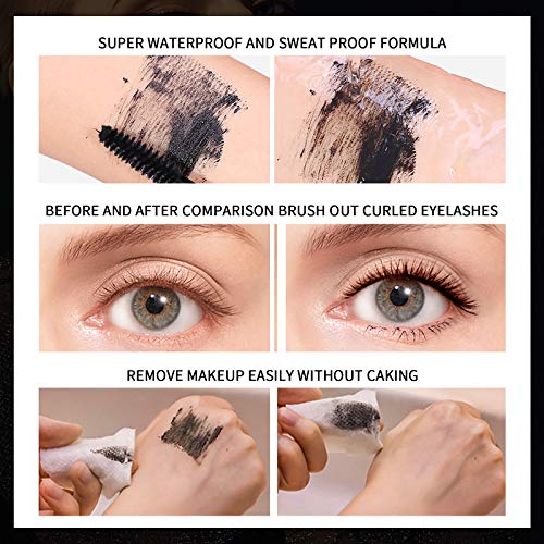 Mimore 4D Silk Fiber Lash Mascara Waterproof Mascara Black Waterproof, Luxuriously Longer, Thicker, Voluminous Eyelashes, Advanced Smudge-proof F