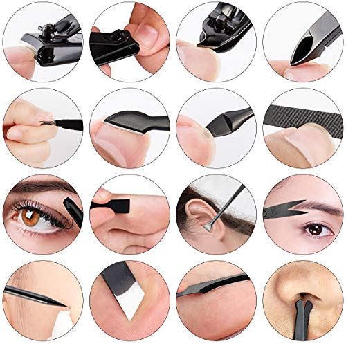 Leipple Manicure Set Professional Pedicure Kit Nail Care Tools - 16 in 1 Stainless Steel Nail Clippers Tools - Grooming Kit with Luxurious Leathe