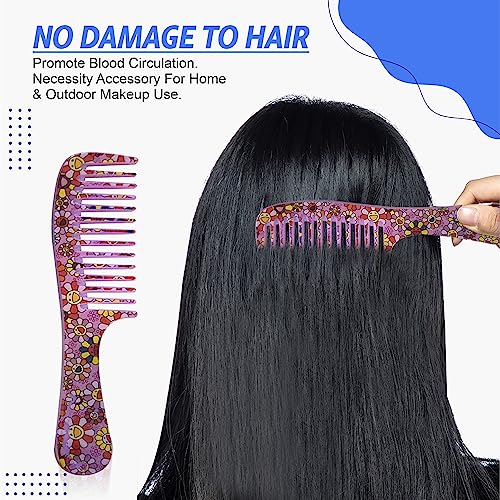 Hair Comb Detangling Comb Wide Tooth Comb Portable Shower Comb For Curly Wet Dry Long Short Straight Detangling Hairs Flat Round Teeth Heat Resis