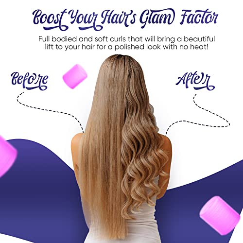 DEALFREE.24 32 PCS Hair Rollers Set - 18 Self Grip Velcro Rollers 25mm, 35mm, 45mm, 12 Curl Clips, 1 Tail Comb and Braiding Hair Device for Struc