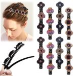 Three Flower Side Hair Clip 8 PCS, Sparkling Rhinestone 3 Flower Hair Clip for Women, No Slip Double Layer Braided Girls Hair Accessories for Bir