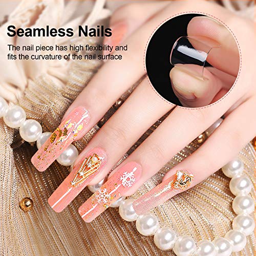 Kalolary Clear Extra Long C Curved False Nail Tips, 500PCS XXL Long Nail Tips C/U Curve Half Cover French False Nail Acrylic Fake Nail Tips with