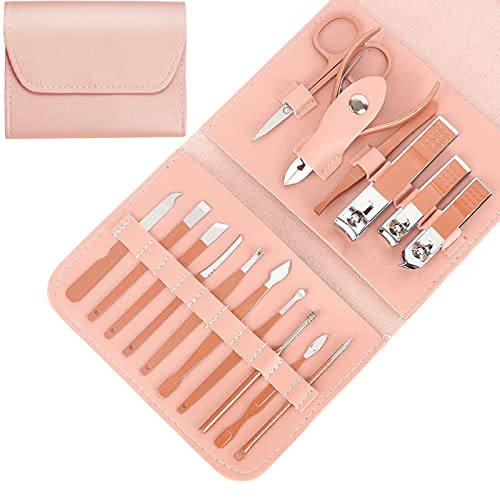 Nail Clipper Manicure Set, 7 In 1 Stainless Steel Professional Pedicure Kit Nail Scissors Grooming Kit with Black PU Leather Case for Travel & Ho