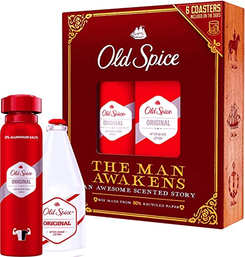 Old Spice Vintage Gift Set for men with Original Deodorant Spray & Aftershave Lotion