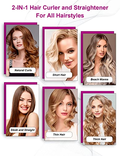 LANDOT Hair Straighteners and Curlers 2 in 1, Twist Flat Curling Iron Pro Multi-Styler for Curl/Wave/Straighten Hair