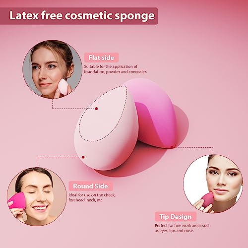 MUUK Makeup Sponge Blender 4 Pack Foundation Sponge Latex Free Beauty Blender Applicator With Sponge Holder Case Ideal For Foundation, Powder and