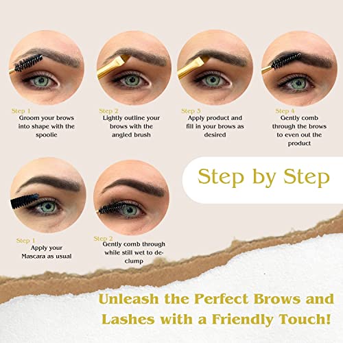 Blazonn Eyebrow Brush, Bamboo Handle and Spoolie 2in1 Angled Brush, Use with Gel, Cream or Powder, for Lining and Shaping Brows and Eyelashes, Ve