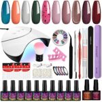 Gel Nail Polish Kit, Phoenixy 10 Colours Soak Off Gel Nail Kit with 36W U V LED Nail Lamp Gel Nail Starter Kit with Manicure Tools Nail Starter G
