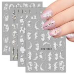 FRIUSATE 3 Sheet 5D Embossed Flower Nail Art Stickers Decals Self-Adhesive Nail Art Stickers DIY Floral Nail Decals For Women Girls Nail Art Deco