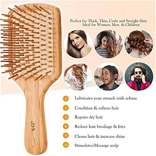 Hair Brush, Bamboo Hairbrush For Long,Thick,Curly,Wavy,Dry or Damaged Hair, Reducing Hair Breakage and Frizzy, No More Tangle, with Exquisite Clo