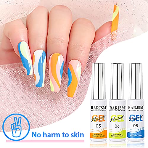 RARJSM Nail Art Gel Nail Polish 8ml Painted Gel Polish Kit 12 Colors Painting Drawing Gel Liner Polish,Pull Line Gel Polish for DIY French Manicu