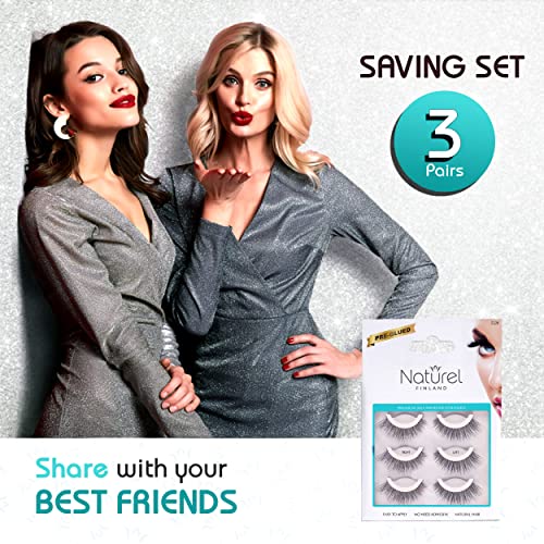 False Eyelashes Natural Self Adhesive - Pre Glued Lashes Multipack - Fake Eye Lashes