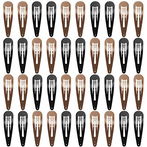 Large Snap Hair Clips 40 Pcs, Funtopia 2.8 Inch Long Non Slip Metal Hair Clips for Women Girls, Hair Barrettes Hair Accessories (Brown & Black)