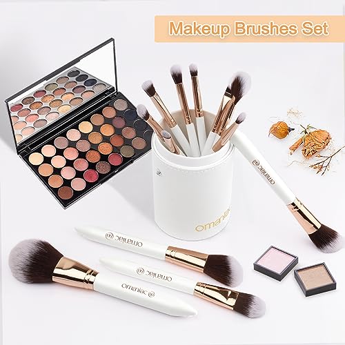 OMANIAC® Professional Makeup Brushes Set (12Pcs), Pearl Flash Handles, Comfortable To Hold And Easy To Use. Full Face Travel Make up Brushes Set
