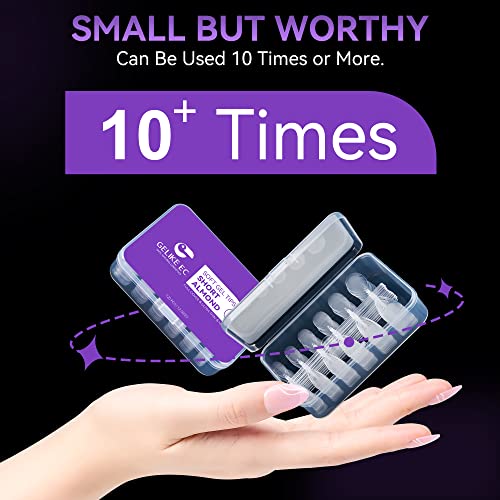 Gelike ec Mini Short Almond Nail Tips - Soft Gel Nail Tips Almond Shaped Full Cover Gel X Nails Pre Etched for Extensions,PMMA Resin Clear Strong