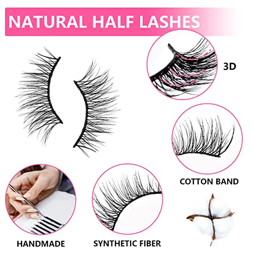 False Eyelashes Natural Look Half Lashes Short Wispy Cat Eye 3D Faux Mink 3/4 Eye Lashes Fake Eyelashes Strip 10 Pairs Pack (B06)