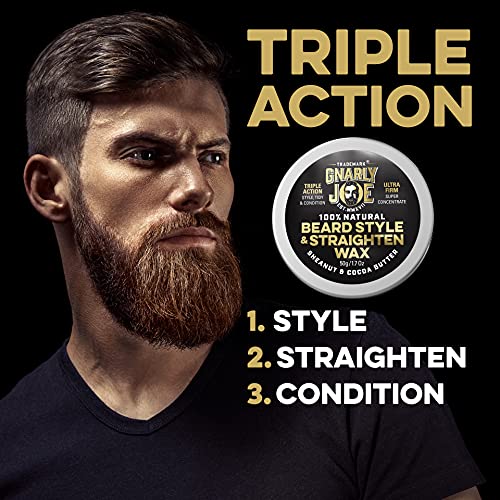 Gnarly Joe Beard Styling & Straightening Wax for Men - 50g - 100% Natural Unscented Ingredients - Sheanut Butter - Cocoa Butter - Sweet Almond Oi