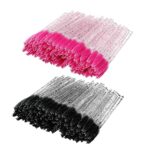 Spoolies 100 Pcs Disposable Eyelash Brushes Castor Oil Brush Mascara Wands Bendable, Lightweight Disposable Mascara Wands - 10cm Long Eyelash Spo