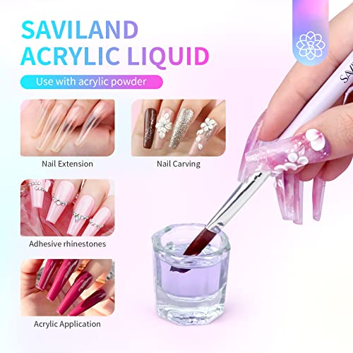 Saviland 120ml Monomer for Acrylic Nails – Acrylic Liquid Monomer for Acrylic Powder Non-Yellowing MMA-Free Formula Acrylic Monomer Liquid for Ac