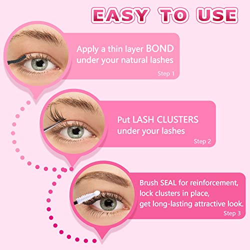 Lash Bond and Seal Lash Clusters Glue Long Lasting 2 in 1 Lash Glue for DIY Lash Extensions at Home Strong Hold Cluster Eyelash Adhesive Waterpro