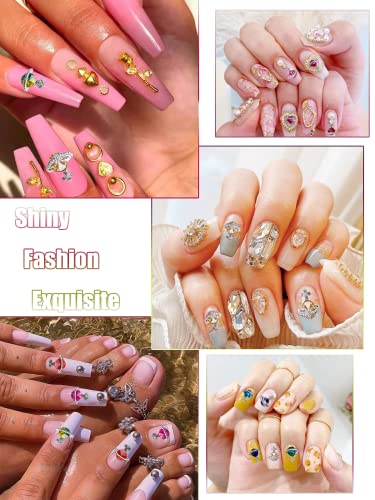 60Pcs Nail Charms Colorful Planet Nail Rhinestones Charms, HOINCO 3D Shiny Saturn Shape Nail Art Alloy Diamond Crystal Luxury Nail Ornament Gems