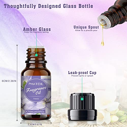 PHATOIL Fragrance Oils for Soap Making -10 Scented Oil White Musk, Coconut&Vanilla, Fresh Linen, Sea Breeze, Parma Violet, Black Orchid, Baby Pow