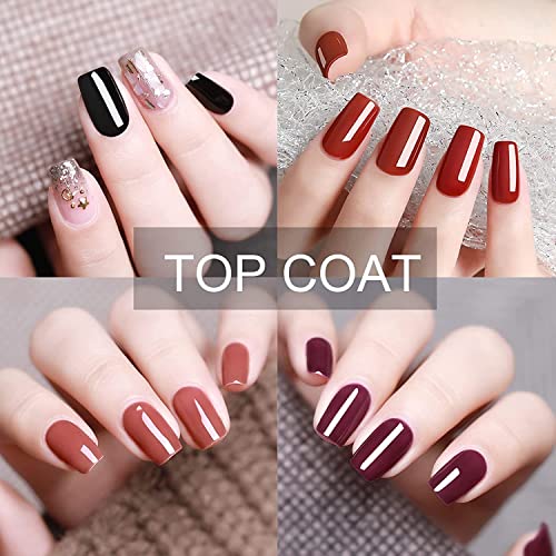 Allenbelle Gel Base and Top Coat Sets, UV LED Shellac Coat, No Wipe Soak Off Polish Set, Long Lasting Shiny High Gloss Finish, 1.0 count, Pack of