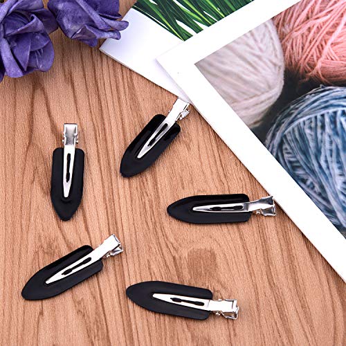 SAVITA 8Pcs No Bend Hair Clips, No Crease Curl Pin Clips Hair Clips Barrettes for Hair Styling, Face Washing, Makeup Application (Black)